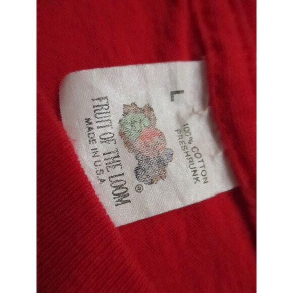 Vintage Men's T-shirt Large Single Stitch Grunge Plain Red Fruit Loom USA 1990's - Picture 2 of 6